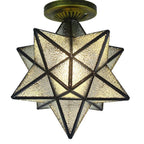 Geometric Multi Pointed Star Ceiling Light Metal Glass Semi-Flush Mount Lighting