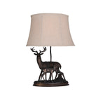 Deer Table Lamp Sculpted Mother and Fawn Decorative Light
