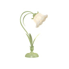 Rustic Green Desk Lamp with White Floral Shade and 3-Step Dimming for Home Office