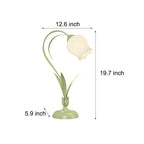 Rustic Green Desk Lamp with White Floral Shade and 3-Step Dimming for Home Office