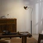 Vintage Gold Floor Lamp Adjustable Industrial Tall Mid-Century Lamp