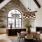 Rustic Wood Chandelier Vintage Unique LED Ceiling Light