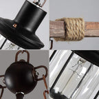 Rustic Wood Chandelier Vintage Unique LED Ceiling Light