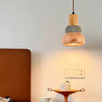 Wood Pendant Lighting Wabi-Sabi Retro Cement Ceiling Light