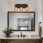 Black Vanity Bathroom Lights Metal Cage Mirror Lamp