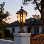 Black Post Light Aluminum with Glass Shade Weatherproof Lamp