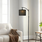 Fabric Shade Floor Lamp Minimalist Arc Metal Living Room Arched Lamp