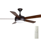 Semi-Flush Mount Ceiling Fan with Light Vintage Real Wood Light