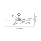 Semi-Flush Mount Ceiling Fan with Light Vintage Real Wood Light