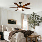 Semi-Flush Mount Ceiling Fan with Light Vintage Real Wood Light