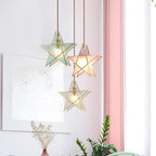 Double Star Shaped Kitchen Pendant Lights Copper Glass Pendant Lighting