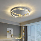 Silver Flush Mount Ceiling Light Italian LED Round Crystal Light