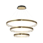 Simple Circles Rings Three Step Dimming Brushed Gold Modern Chandelier