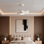 Simple White Ceiling Fan with Light Silent Remote Control Light