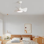 Simple White Ceiling Fan with Light Silent Remote Control Light