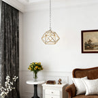 Gold Metal Pendant Light Adjustable Chain Chic Geometric Ceiling Light