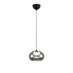 Gray Glass Pendant Light Globe Full-Spectrum Metal Ceiling Light