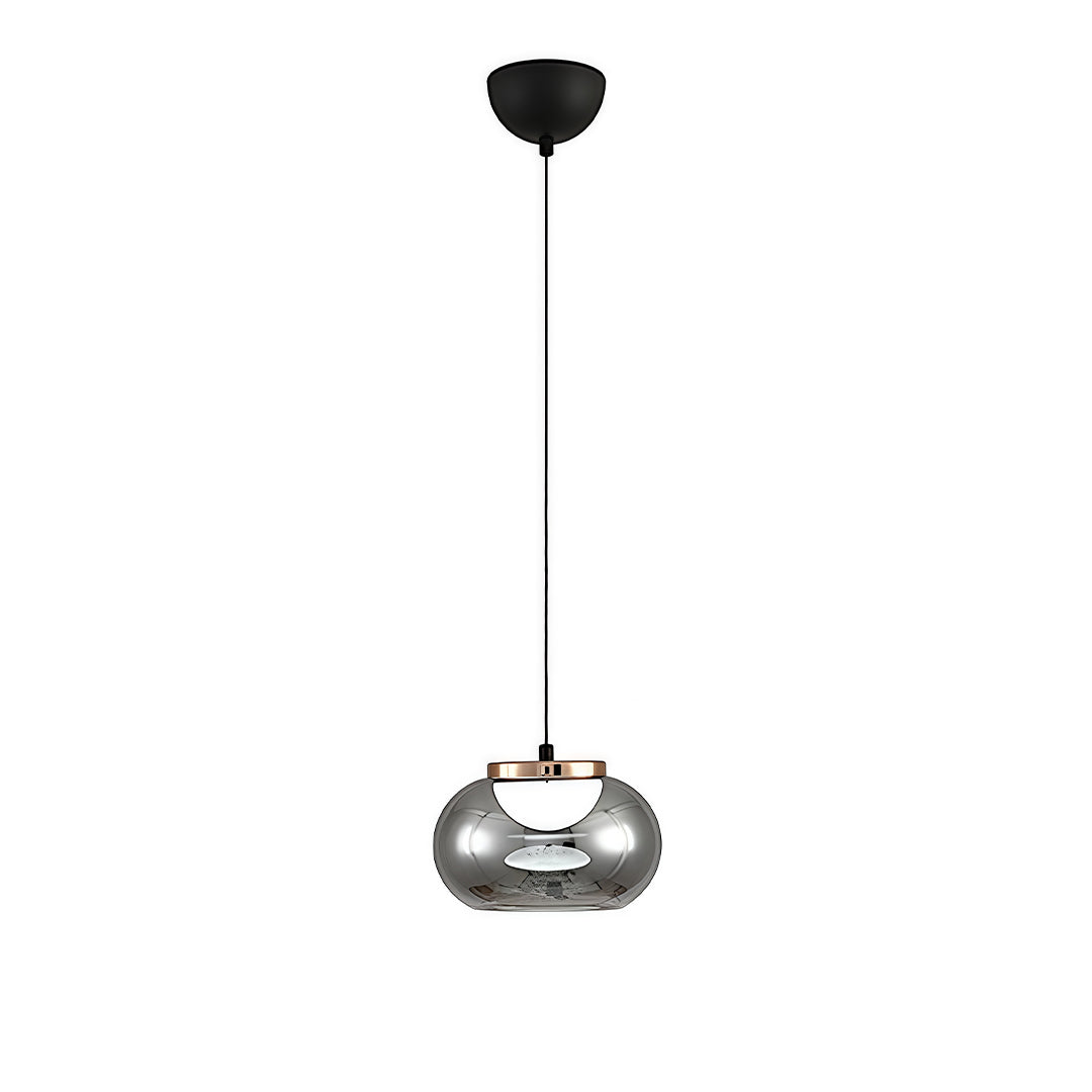 Gray Glass Pendant Light Globe Full-Spectrum Metal Ceiling Light