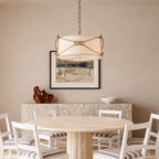 White Drum Pendant Light with a Polished Gold Stylish Ceiling Light