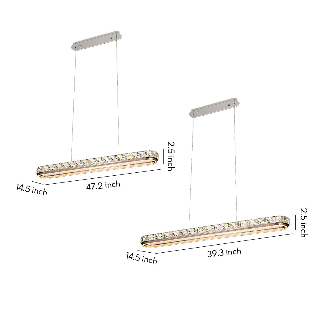 Chrome Pendant Lights Luxury Linear Crystal Ceiling Lights