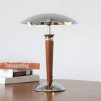 Chrome Mushroom Lamp Retro Umbrella Wooden Rod Lamp