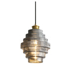 Honeycomb Pendant Light Mid-Century Glass Shade Ceiling Light