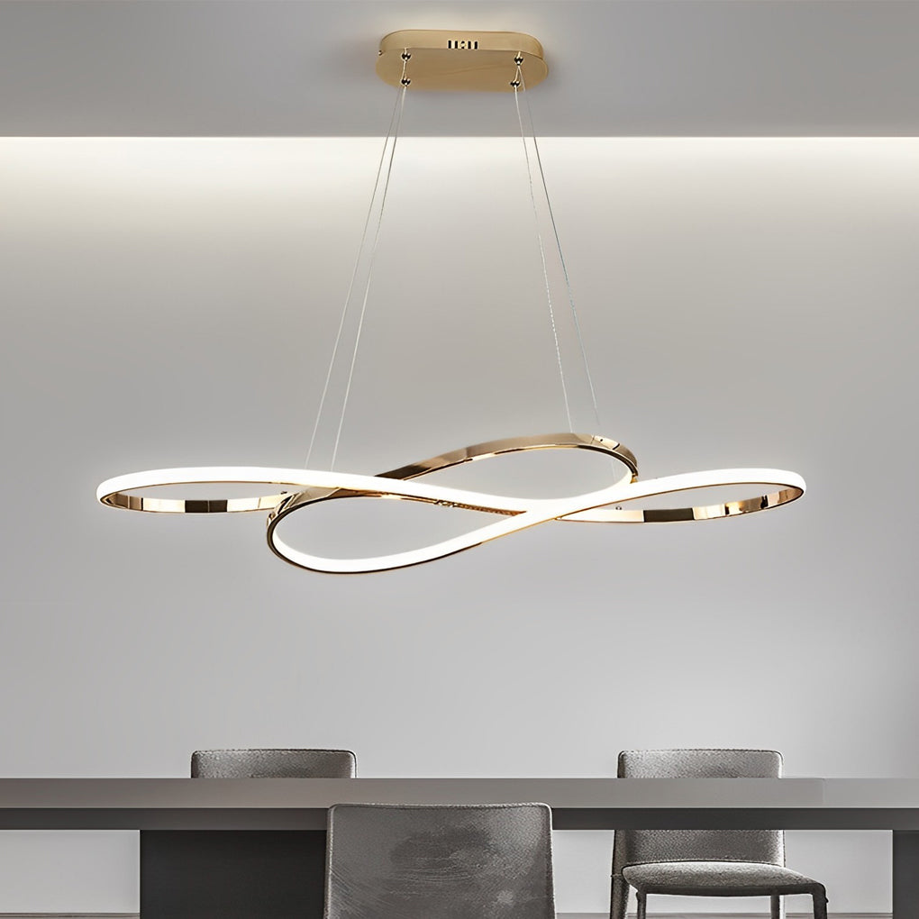 [Open-Box] Wavy Double 8-shaped LED Stepless Dimming Nordic Chandelier Hanging Lamp