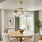 Modern Glass Ball Chandelier Full Copper Ceiling Light