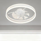 Modern White Ceiling Fan with Light Round Ring White Plastic Lamp