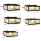 Square Pillar Light Ribbed Glass Outdoor Metal Light