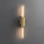 Up Down Wall Lights Full Brass Cylindrical Gold Finish Glass Light
