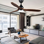 Wooden Ceiling Fan with Light Quiet Dc Motor Flush Mount Fandelier
