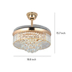 Crystal Ceiling Fans with Lights European Style Gold Iron Luxury Fan