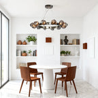 Black Round Chandelier with Geometric Glass Shades Ceiling Light