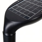 Curved Bollard Light Minimalist Solar-Powered Black Aluminum Lamp