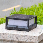 Solar Garden Pillar Lights Square Waterproof Black Outdoor Light