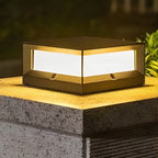 Solar Garden Pillar Lights Square Waterproof Black Outdoor Light