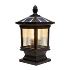 Solar Garden Post Lights Vintage Grille Fence Light