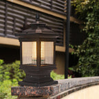 Solar Garden Post Lights Vintage Grille Fence Light