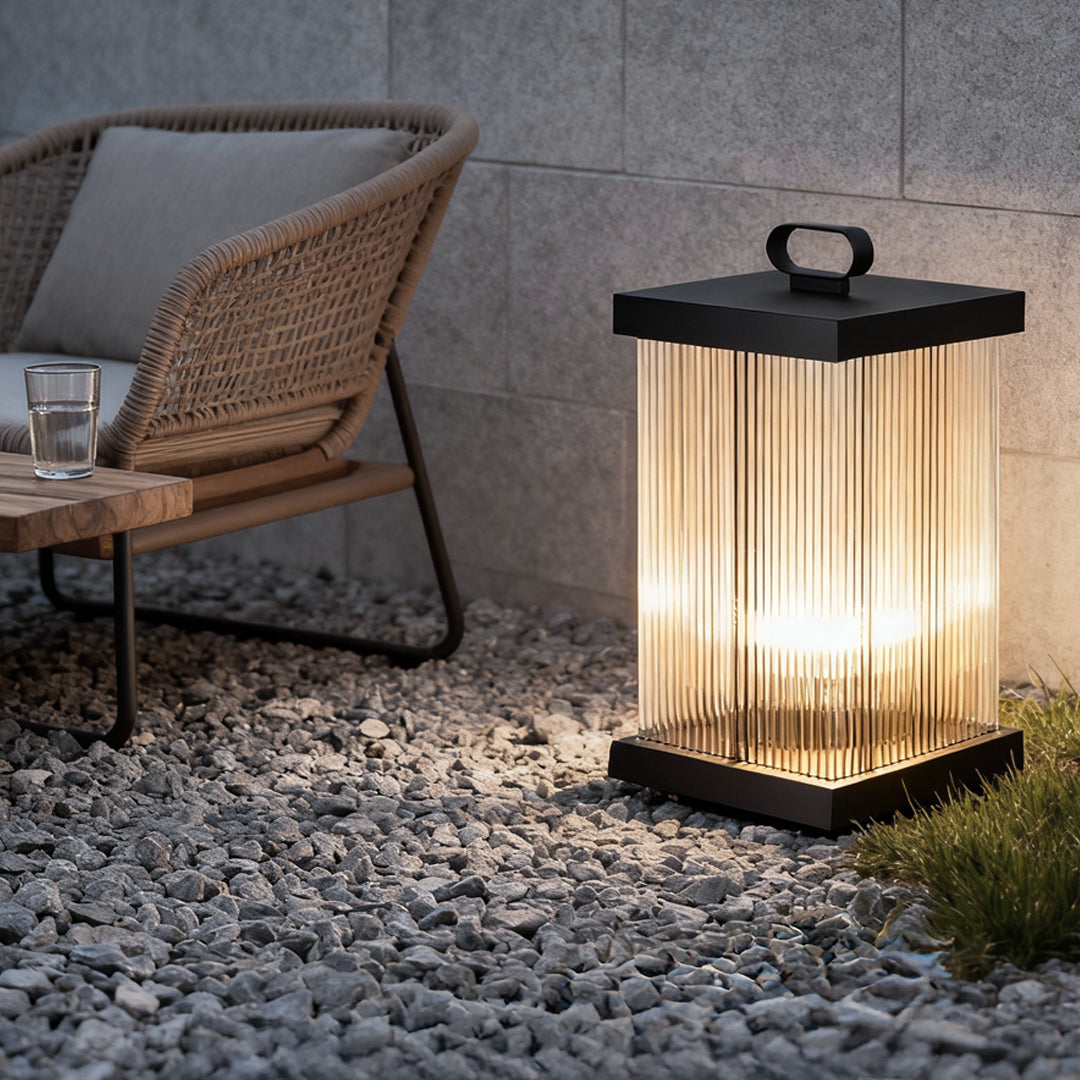 Solar Lanterns for Garden Square Ripple Waterproof Black Light