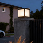 Solar Outdoor Pillar Lights Copper Glass Square Light