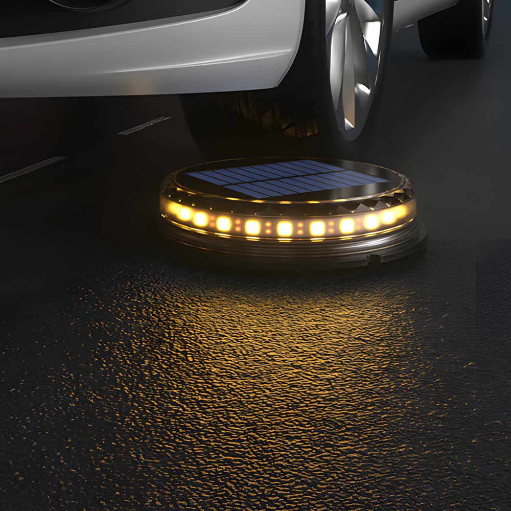 Solar-Powered LED Black Disc Pathway Lights - 4 Pack Outdoor Lighting