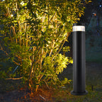 Solar Powered LED Bollard Lights Black Waterproof LED Landscape Light