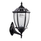 Solar Powered Pillar Lights Black Vintage Outdoor Light