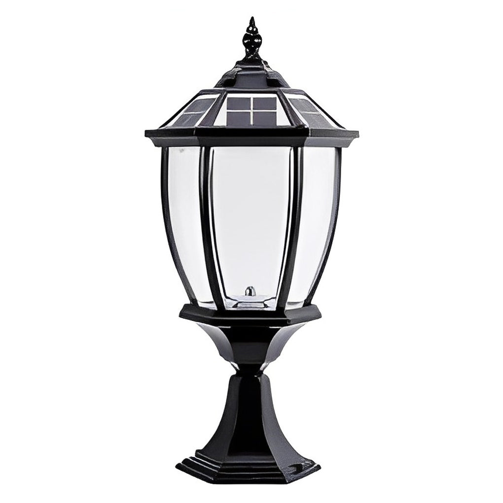 [Open-Box] Led Waterproof Black Vintage Outdoor Solar Fence Post Lights with Remote