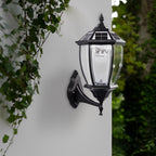 Solar Powered Pillar Lights Black Vintage Outdoor Light