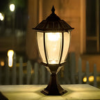 [Open-Box] Led Waterproof Black Vintage Outdoor Solar Fence Post Lights with Remote