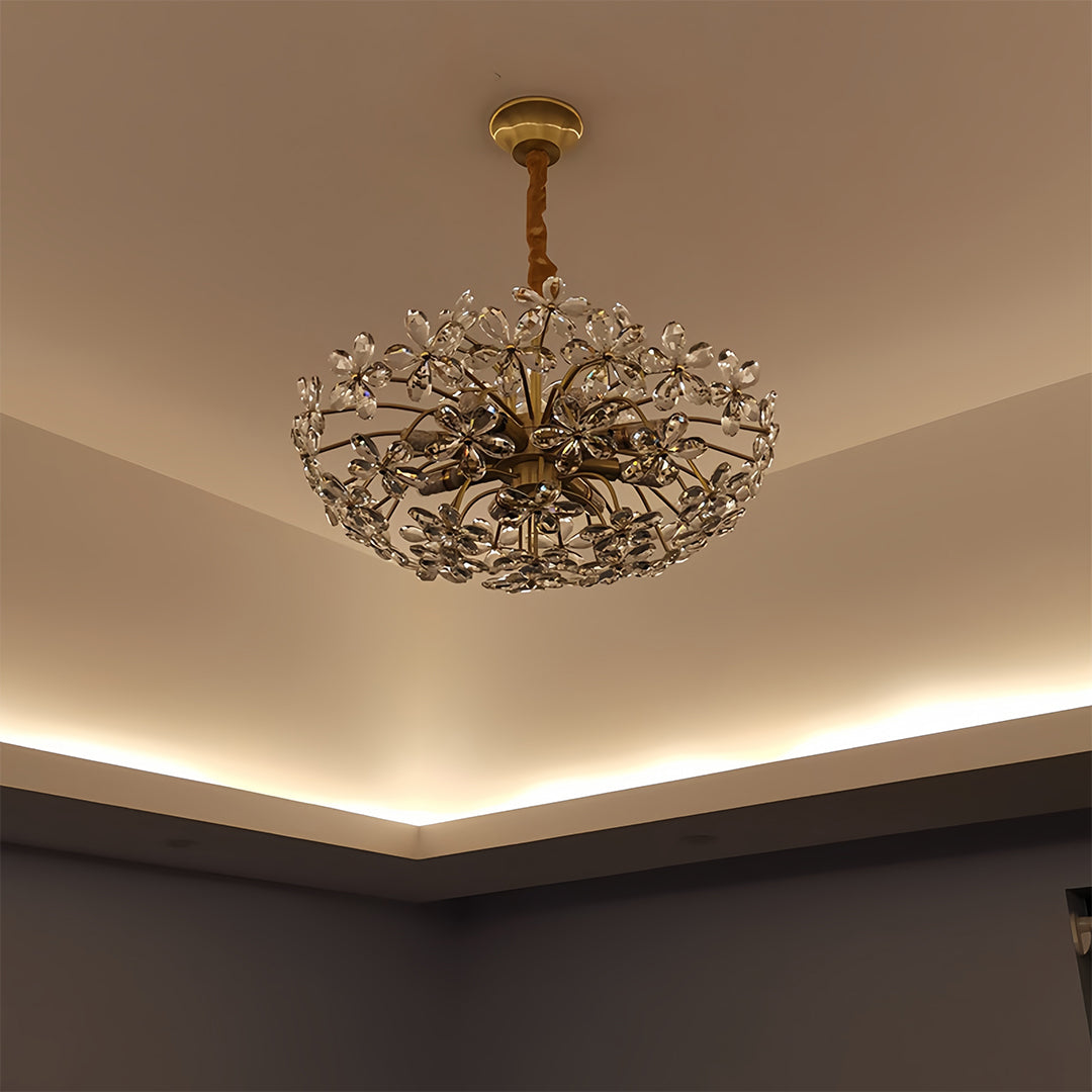 Crystal Flower Chandelier Flower Shaped Vintage Floral Ceiling Light