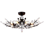 Crystal Semi Flush Ceiling Lights American Leaf Chandeliers