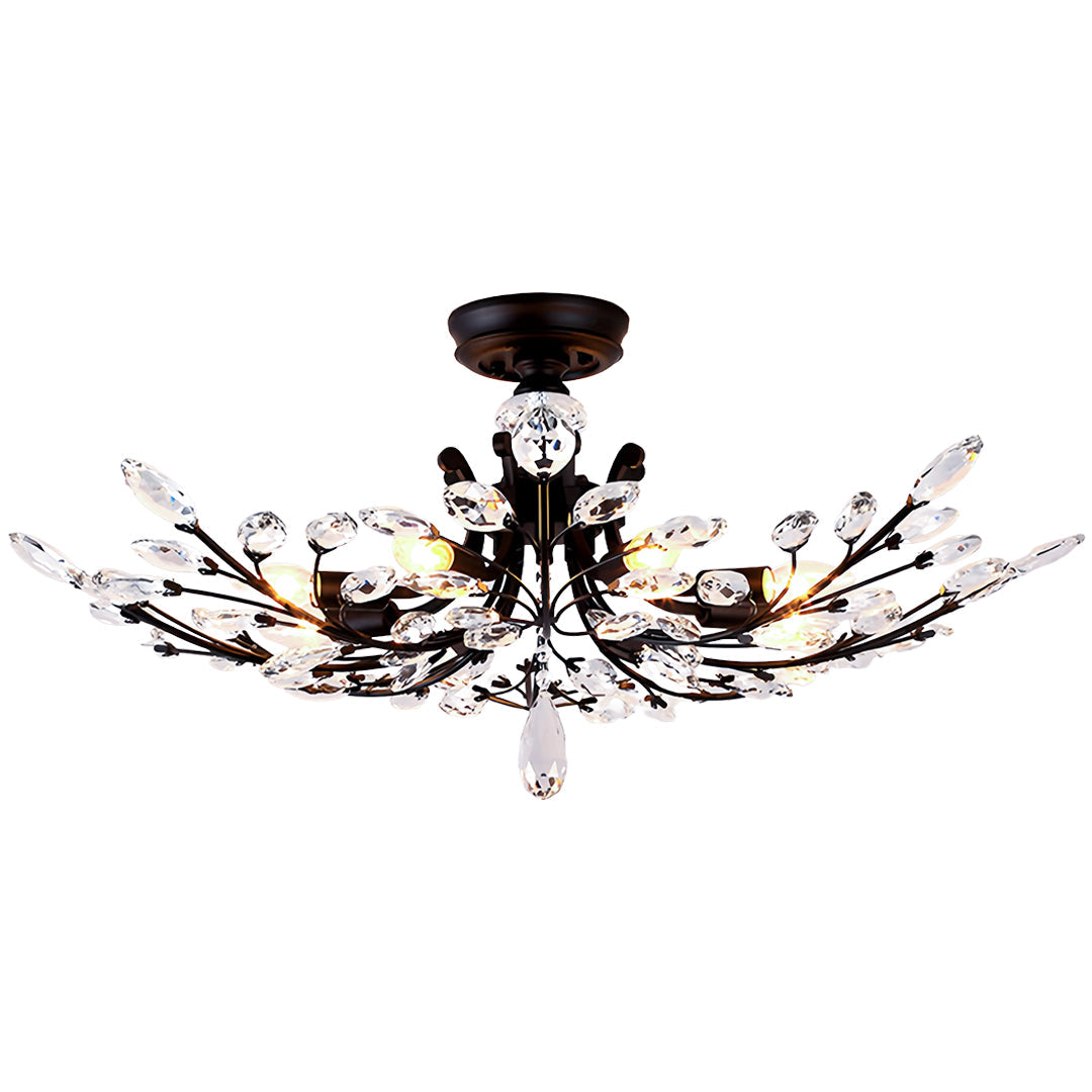 Crystal Semi Flush Ceiling Lights American Leaf Chandeliers